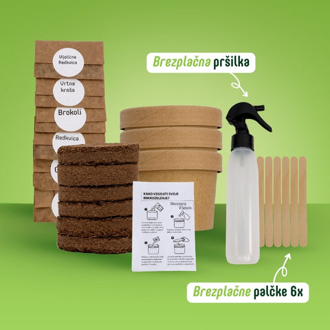 Hobi komplet za domačo vzgojo mikrozelenja (kokosove stisnjenke)