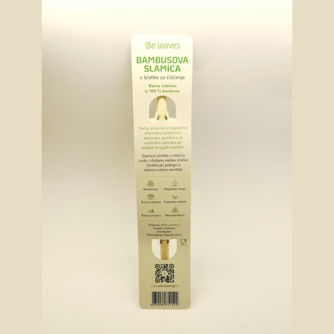 Bambusova slamica s ščetko za čiščenje