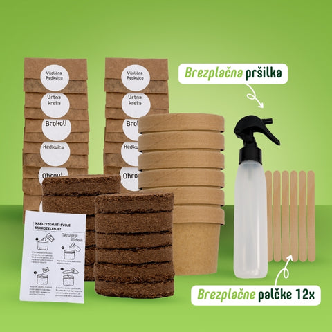 MAXI hobi komplet za domačo vzgojo mikrozelenja (kokosove stisnjenke)